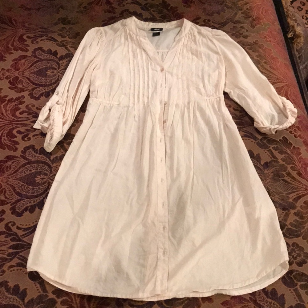 Cream colored shirt dress